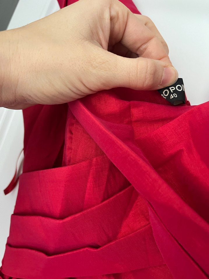 Kırmızı Drapeli Uzun Abiye Elbise - Görsel 3