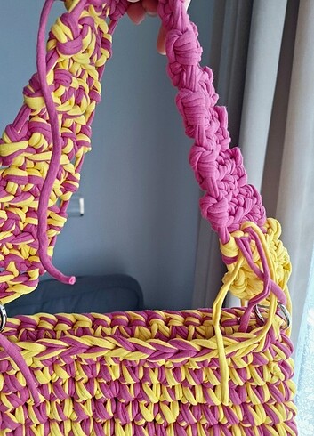 Beden çeşitli Renk Pembe Sarı Penye Kol Çantası