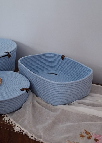 Pastel Mavi Saklama Sepetleri Seti - Görsel 3