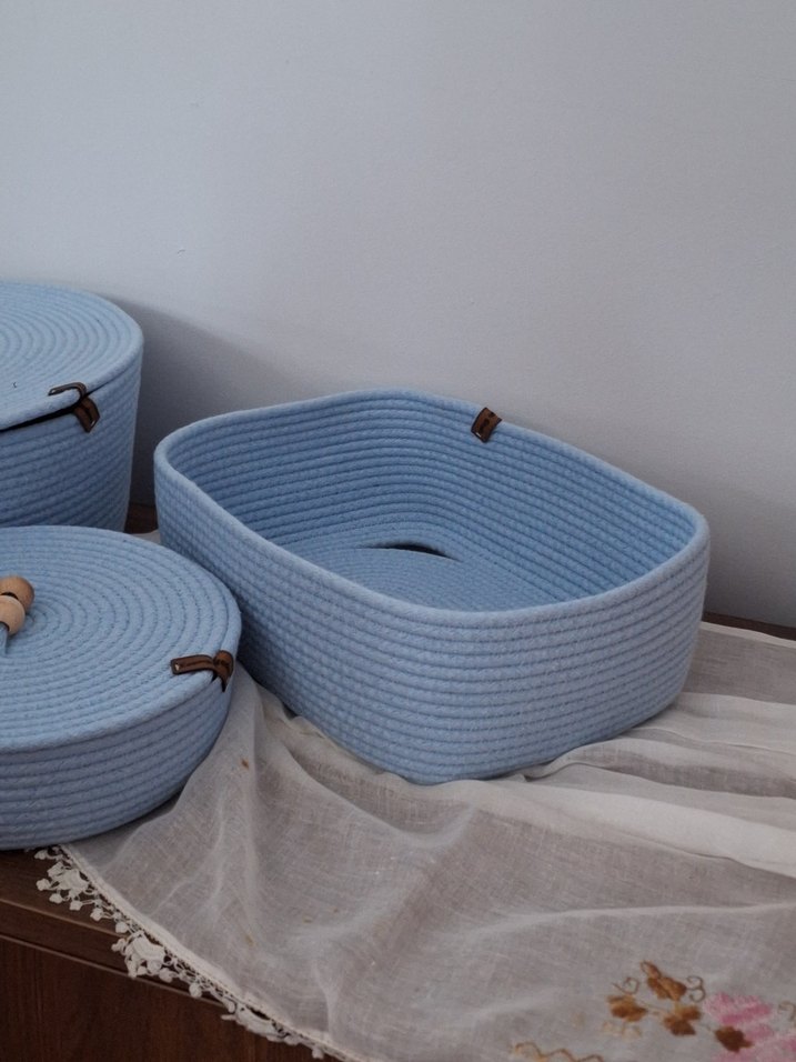 Pastel Mavi Saklama Sepetleri Seti - Görsel 3