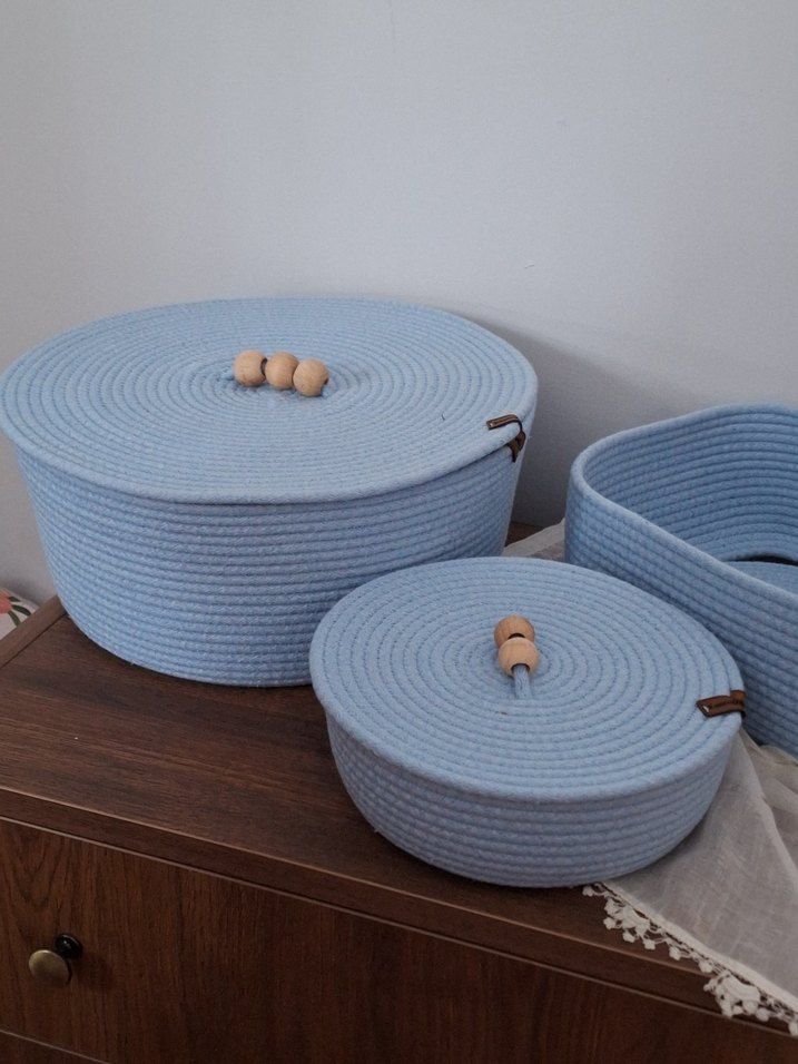 Pastel Mavi Saklama Sepetleri Seti - Görsel 2