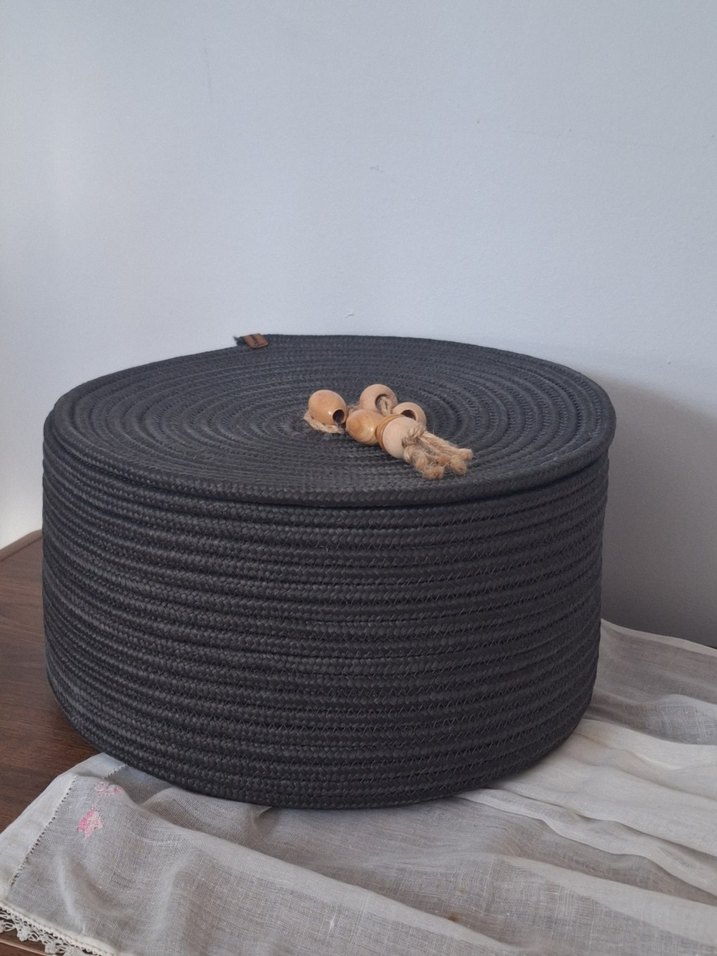 Gri Örgü Sepet ve Saklama Kutusu - Görsel 2