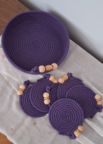 Mor Boncuklu Tabak Altlığı Seti Sepet - Görsel 3