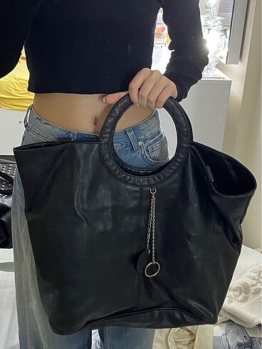 Beden siyah Renk Vintage y2k siyah büyük çanta