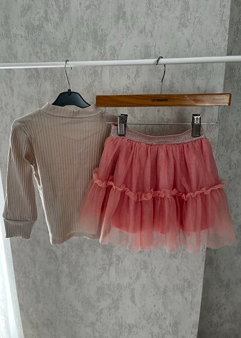 LC Waikiki Pembe Fırfırlı tütü Kız Çocuk Etek ve balıkçı yaka badi