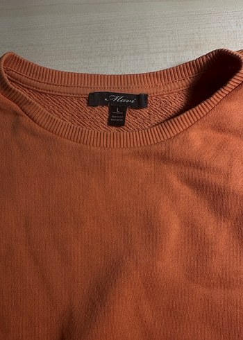 Kadın Turuncu Salaş Bisiklet Yaka Sweatshirt - Görsel 4