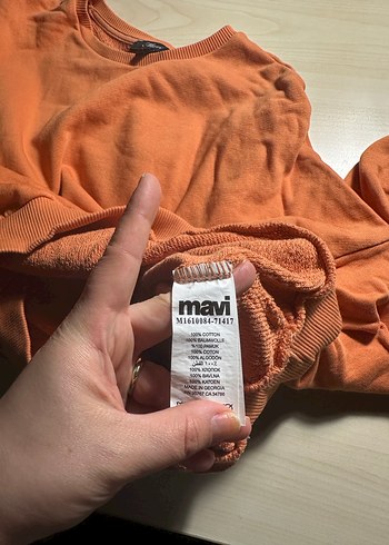 Kadın Turuncu Salaş Bisiklet Yaka Sweatshirt - Görsel 5