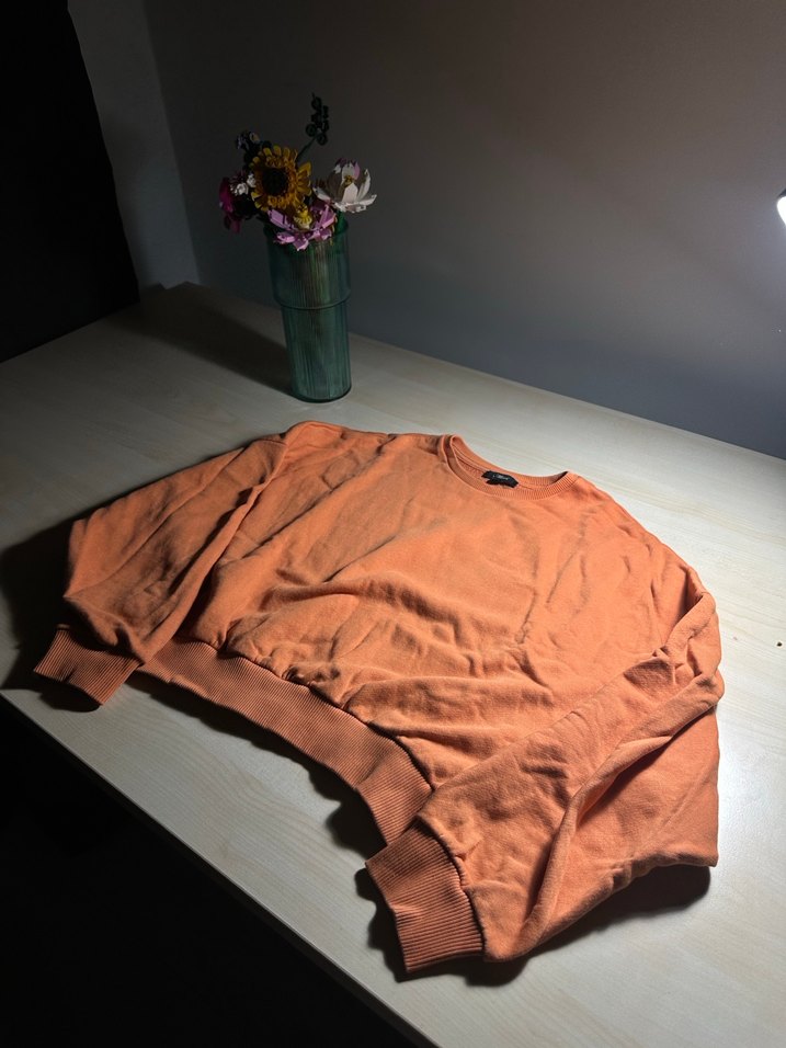 Kadın Turuncu Salaş Bisiklet Yaka Sweatshirt - Görsel 2