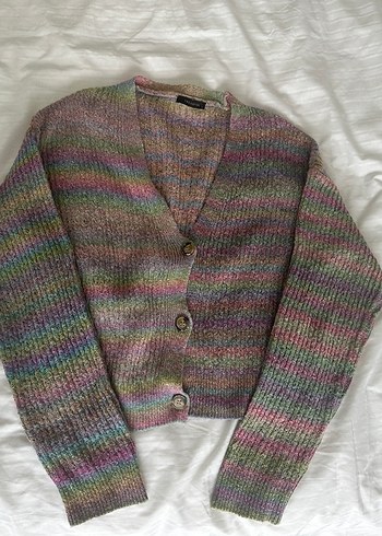 Pastel Renkli Bohem Degrade Kadın Triko Hırka - Görsel 3