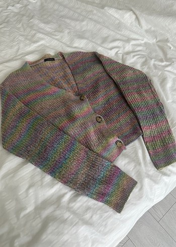 Pastel Renkli Bohem Degrade Kadın Triko Hırka - Görsel 2