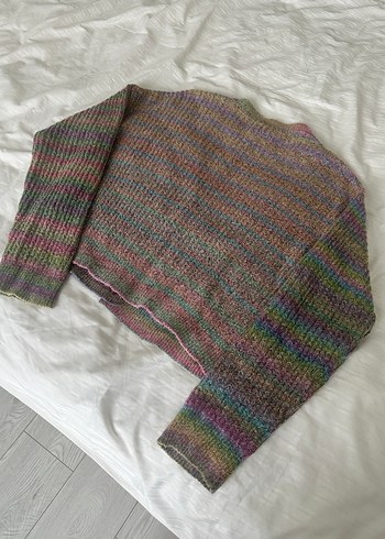 Pastel Renkli Bohem Degrade Kadın Triko Hırka - Görsel 4