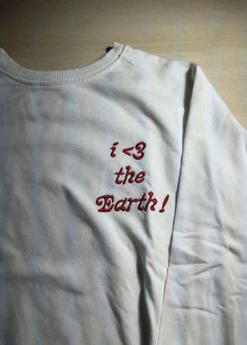 Beyaz Pamuklu Baskılı Kadın Sweatshirt - Görsel 3