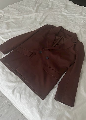 Kadın Kahverengi Düğmeli Blazer Ceket - Görsel 2