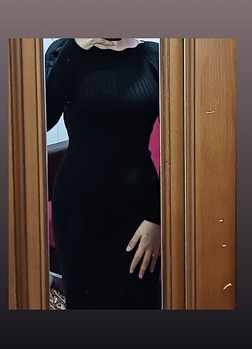 Siyah elbise yeni likrali yumuşak pamuklu kumas hiç giyilmedi.