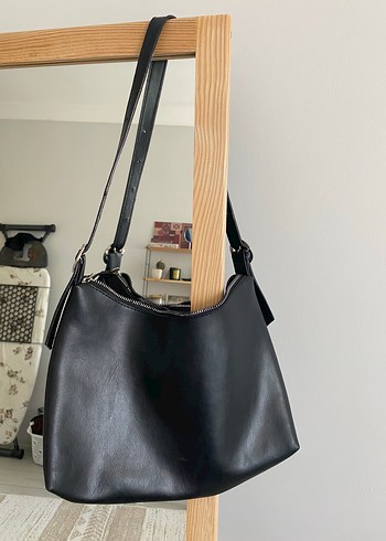 Beden Siyah Deri Minimalist Kadın Çanta