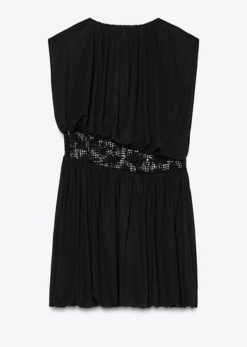 Zara Siyah Drapeli Mini Elbise