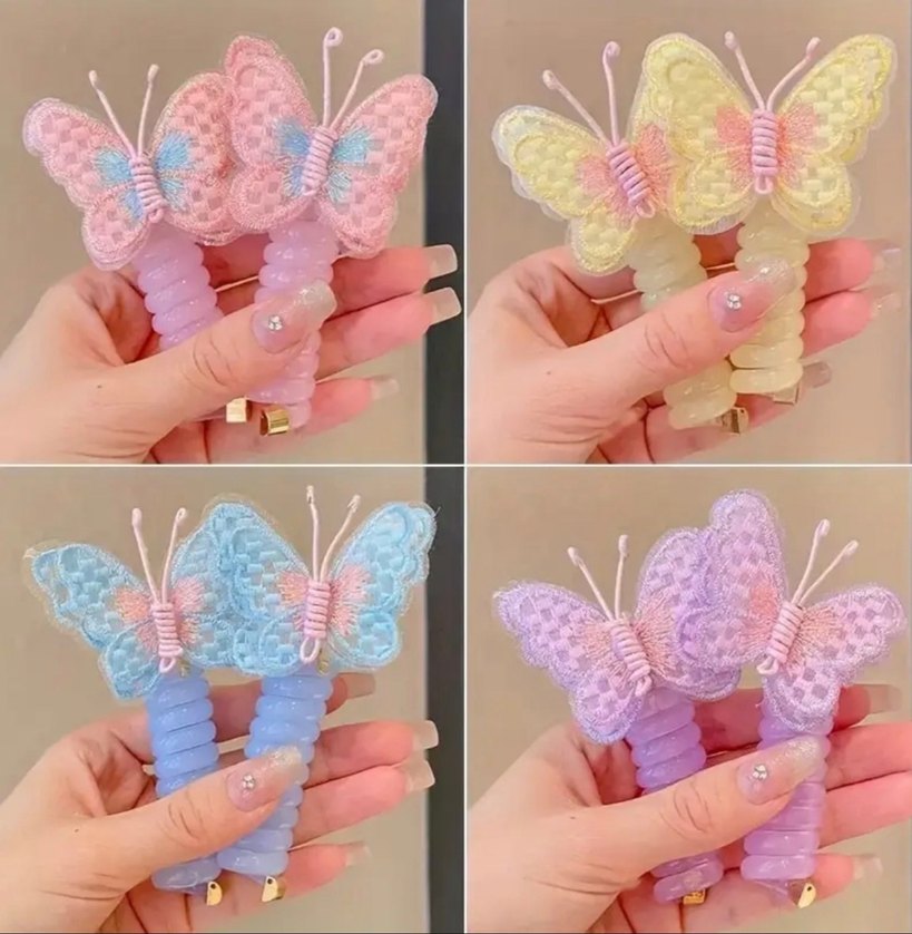 Bohem Tarz Pastel Renkli Elastik Kelebek Saç Bantları - Görsel 2