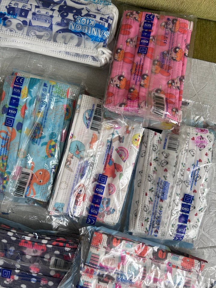 Renkli Baskılı Çocuk maske - Görsel 2