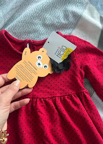 Kız Çocuk Kırmızı Puantiyeli Elbise - Görsel 2