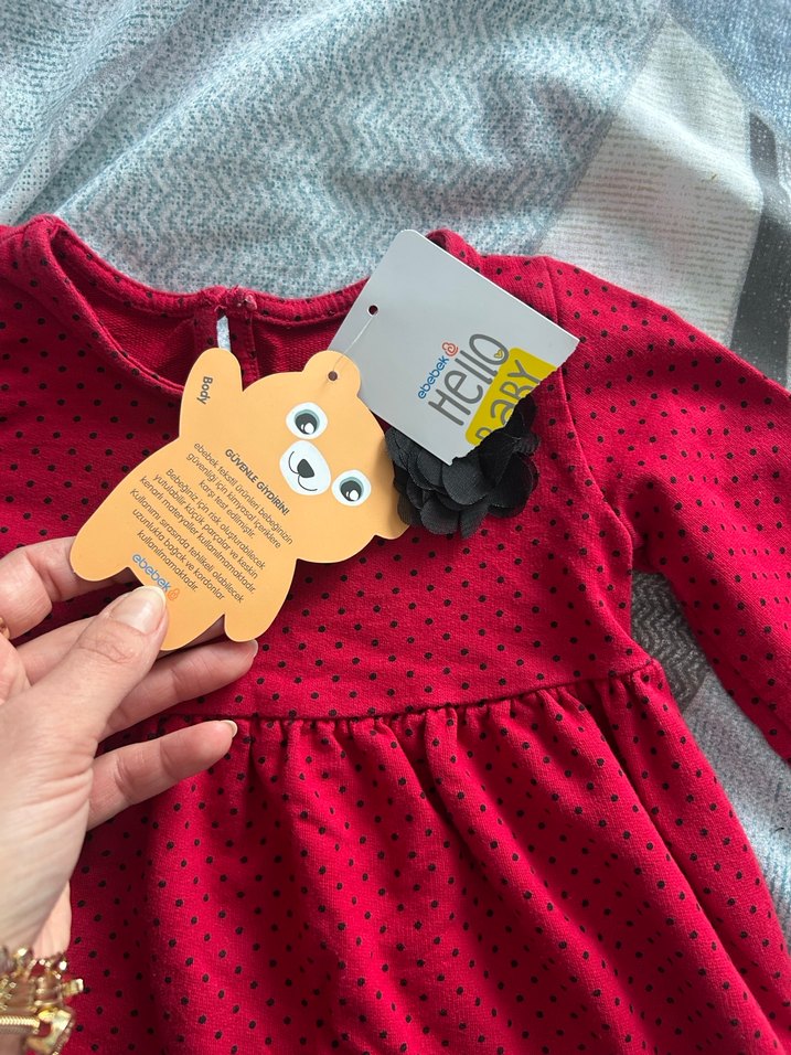 Kız Çocuk Kırmızı Puantiyeli Elbise - Görsel 2