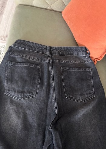 Siyah Loose Fit Midi Kadın Kot Pantolon - Görsel 6