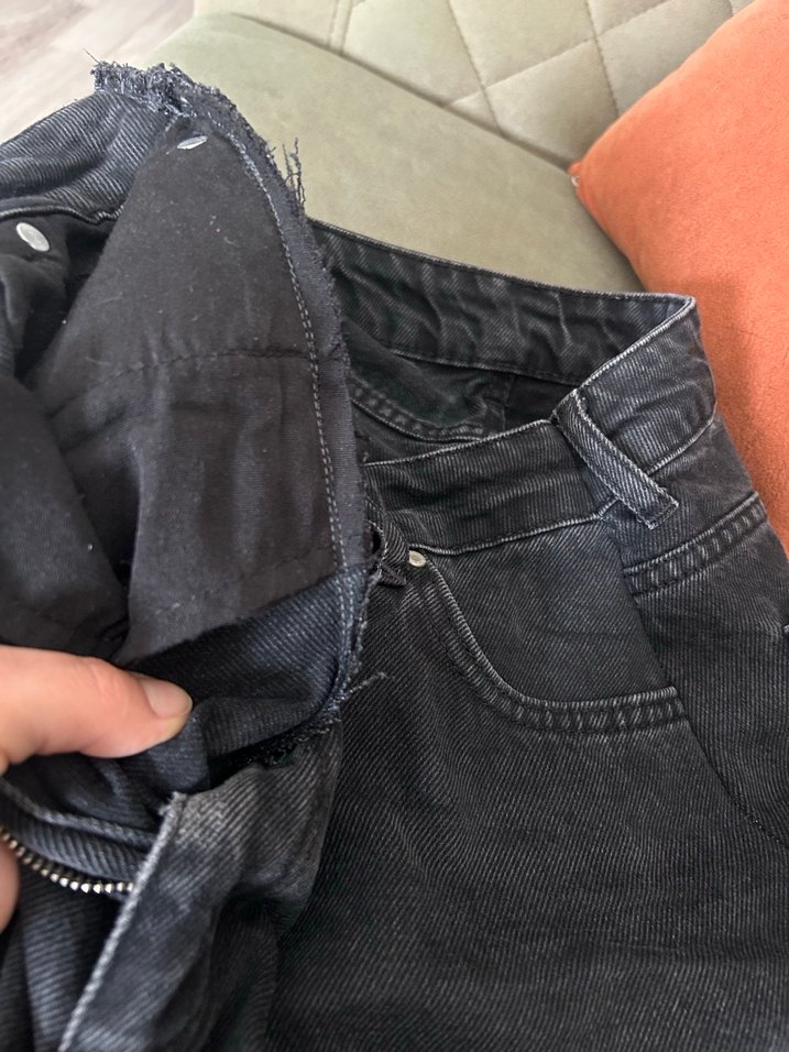 Siyah Loose Fit Midi Kadın Kot Pantolon - Görsel 5