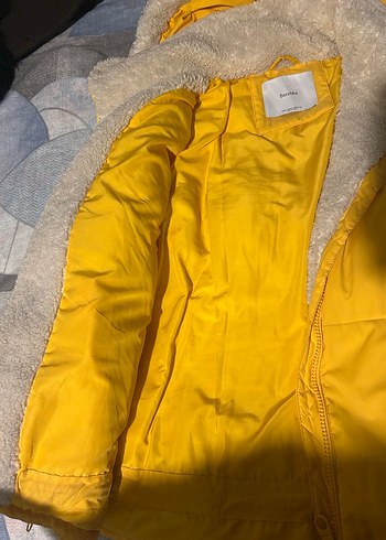 Sarı Kürklü Kadın Kışlık Mont - Görsel 3