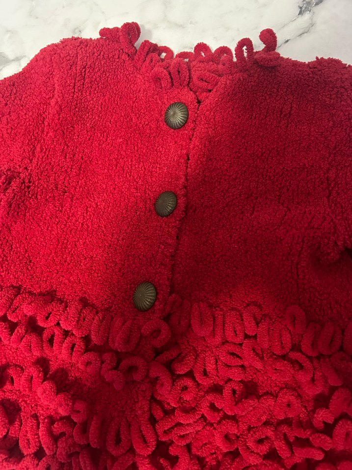 Kız Çocuk Kırmızı Örgü Hırka - Görsel 2