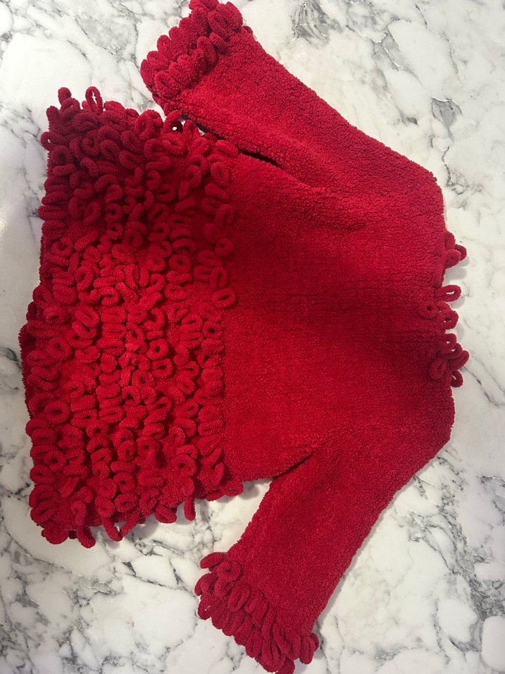 Kız Çocuk Kırmızı Örgü Hırka - Görsel 3