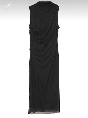 Quzu Drape Detaylı Midi Tül Elbise