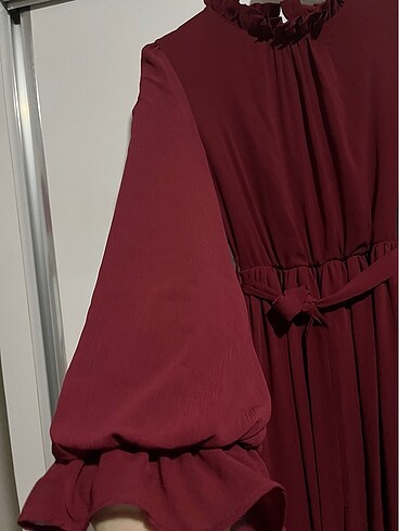m Beden Bordo elbise