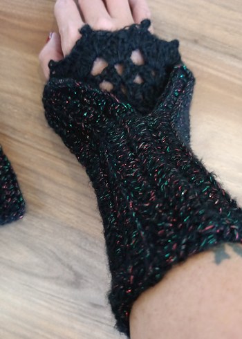 Siyah Örgü Kadın Eldiven - Görsel 2