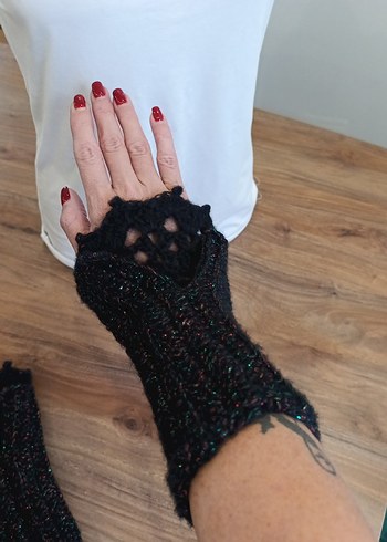 Siyah Örgü Kadın Eldiven - Görsel 3