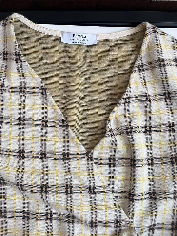 Kemerli Bej Kareli Kadın Mini Tulum - Görsel 3