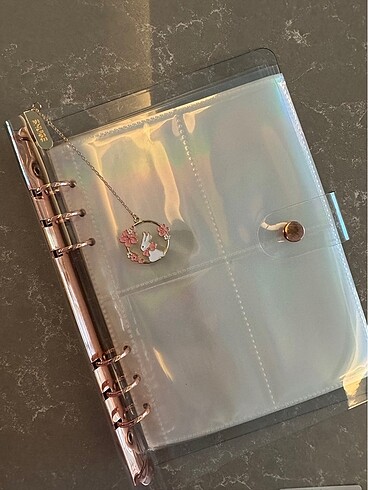 Gold rose binder w tavşanlı charm|dosyalı