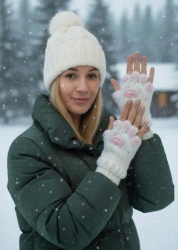 Örgü Bohem patili Kadın Eldiveni - Görsel 18