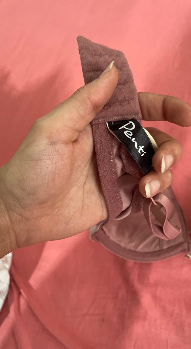 Gri dantel detaylı vintage sütyen - Görsel 2