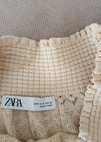 Zara Bej Bohem Midi Zara Triko Bluz
