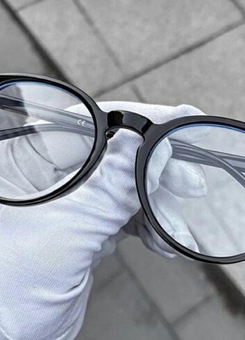 Unisex siyah yuvarlak çerçeveli mavi ışık filtreli gözlük 