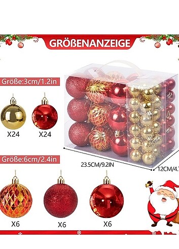 66 adet yılbaşı ağaç süsü