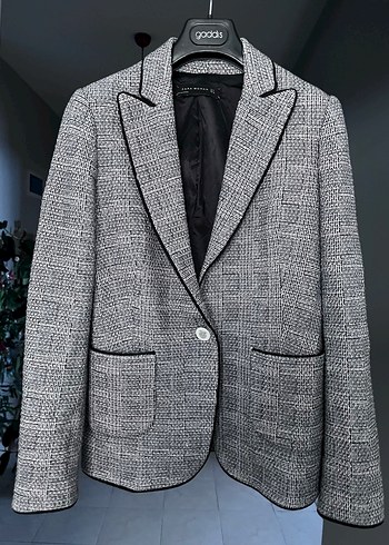 Zara Gri Melanj Tek Dugmeli Blazer Ceket