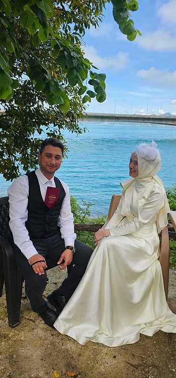 38 Beden beyaz Renk Nikah elbisesi