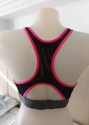 Diğer Gri Mini Spor Sütyeni Pembe Detaylı