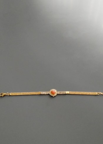 İşlemeli Boncuklu Altın Renk Bileklik - Görsel 5