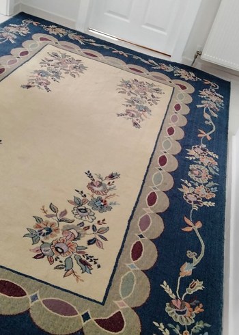 Bej Çiçek Desenli Yün Halı - Görsel 3