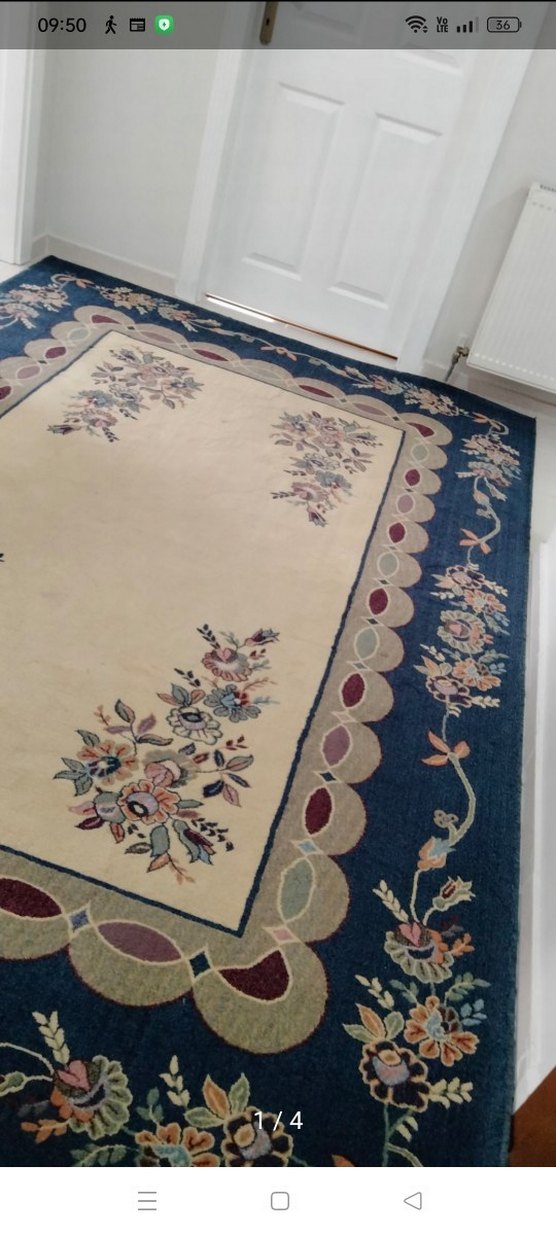 Bej Çiçek Desenli Yün Halı - Görsel 3