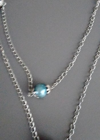 Uzun Zincir Detaylı Turkuaz Kadın Kolye - Görsel 2