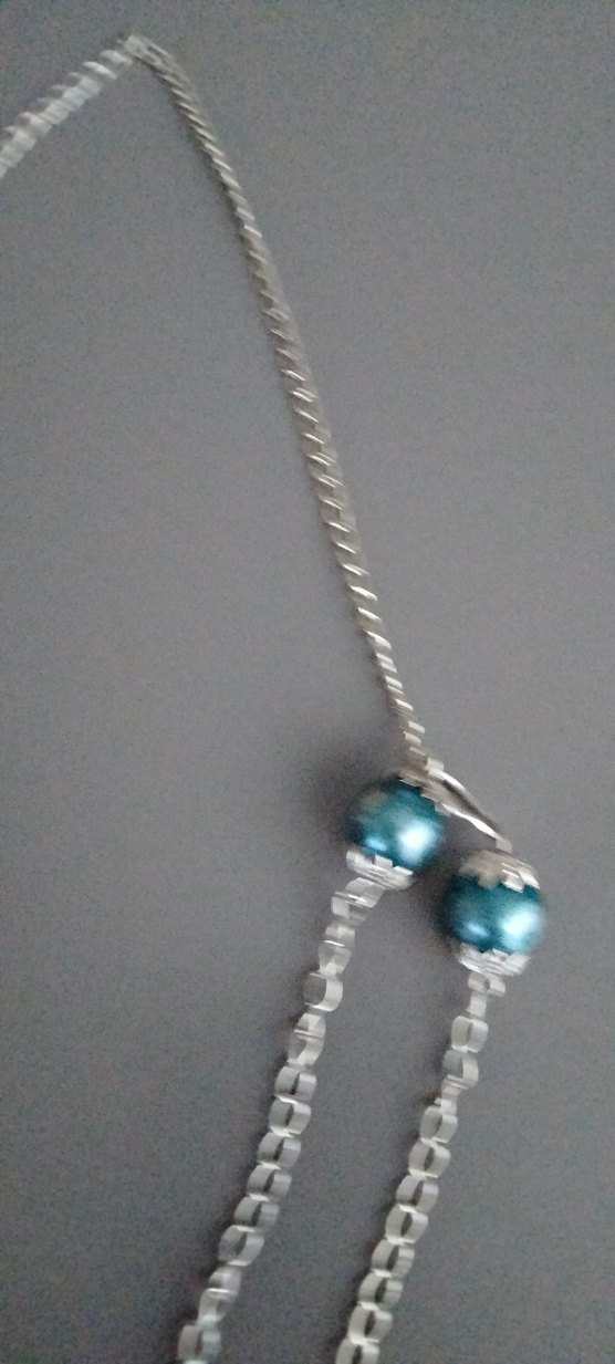 Uzun Zincir Detaylı Turkuaz Kadın Kolye - Görsel 4