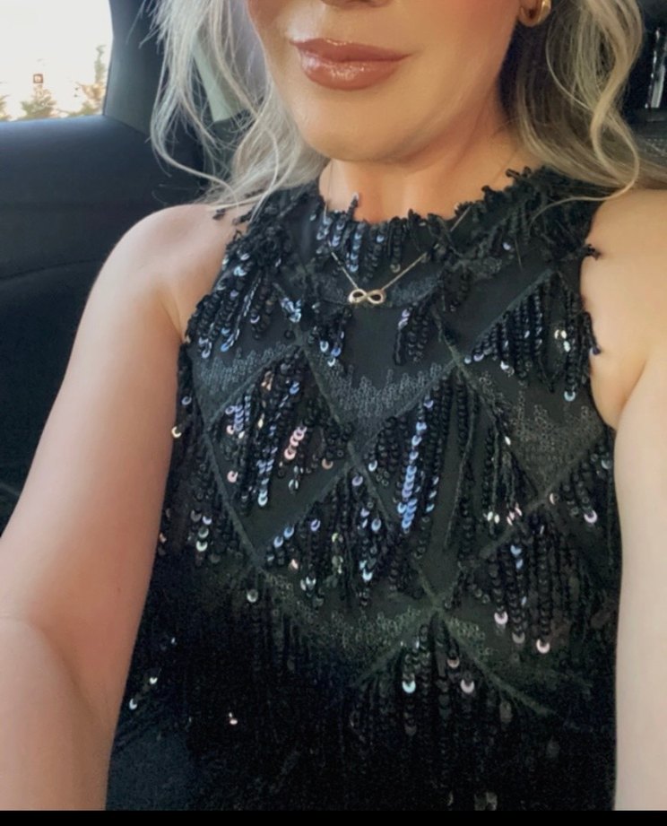 İşlemeli Siyah Uzun Abiye Elbise - Görsel 3