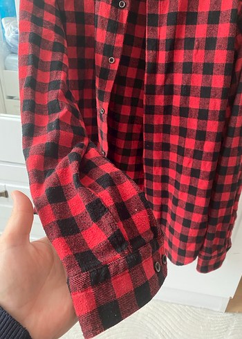 Kadın Kırmızı Kareli Pamuklu Gömlek - Görsel 4